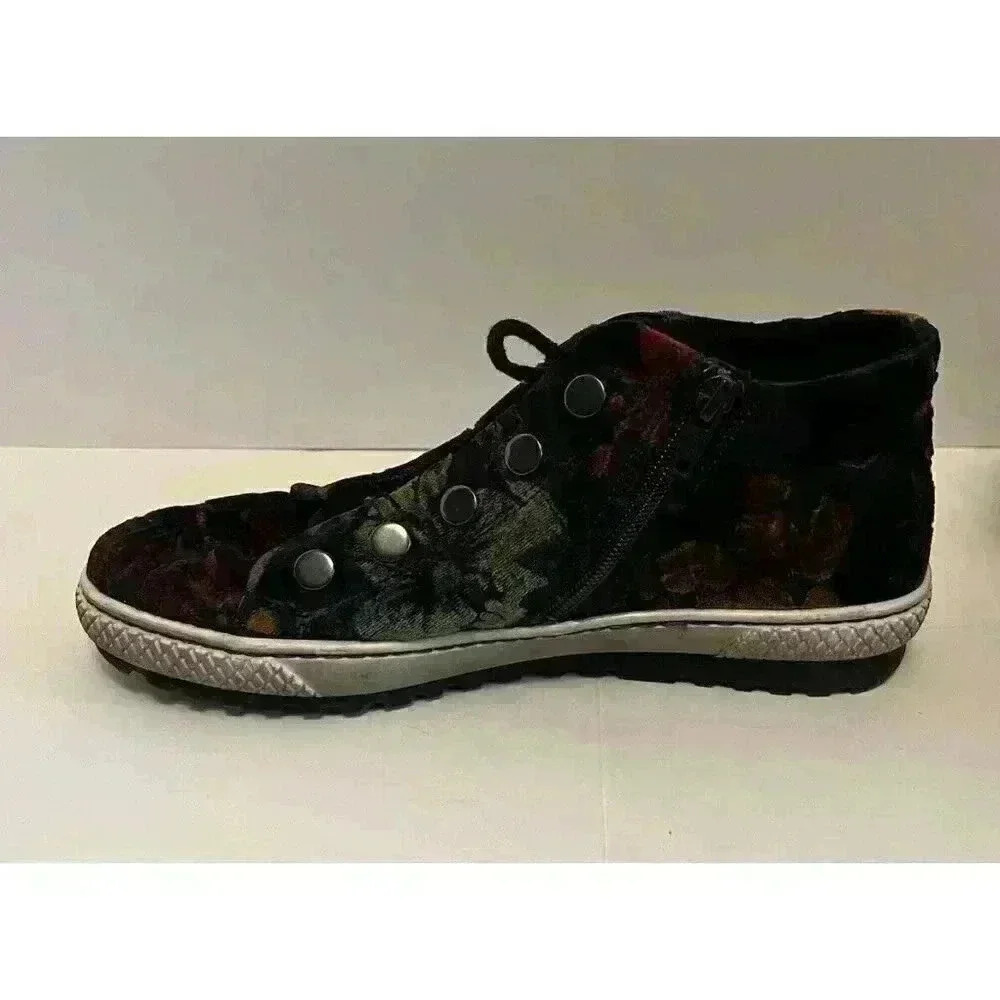 Midnight Floral Velvet High Top Sneakers ✨ Dark Romance Whimsigoth - Picture 7 of 8
